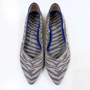 Rothy's The Point Gray Zebra Flat 8.5 Retired Print EUC